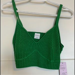 Green Knit Bralette Crop Top